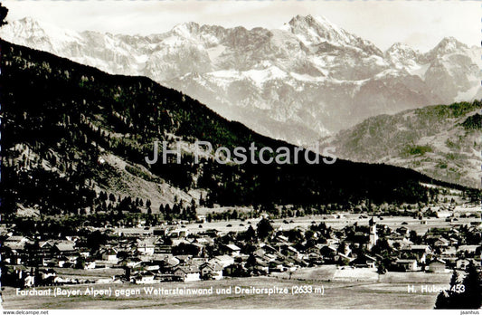 Farchant gegen Wettersteinwand und Dreitorspitze - old postcard - Germany - used - JH Postcards