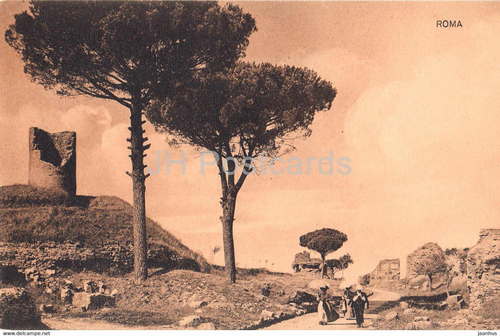 Roma - Rome - Doppelton braun auf chamois - old postcard - Italy - unused - JH Postcards