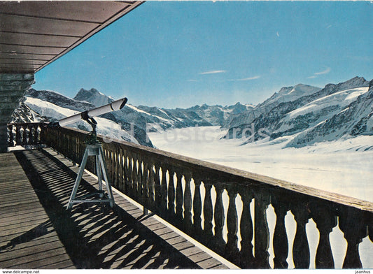 Jungfraujoch - Aletschgletscher von der Berghausterrasse - glacier - telescope - 1964 - Switzerland - used - JH Postcards