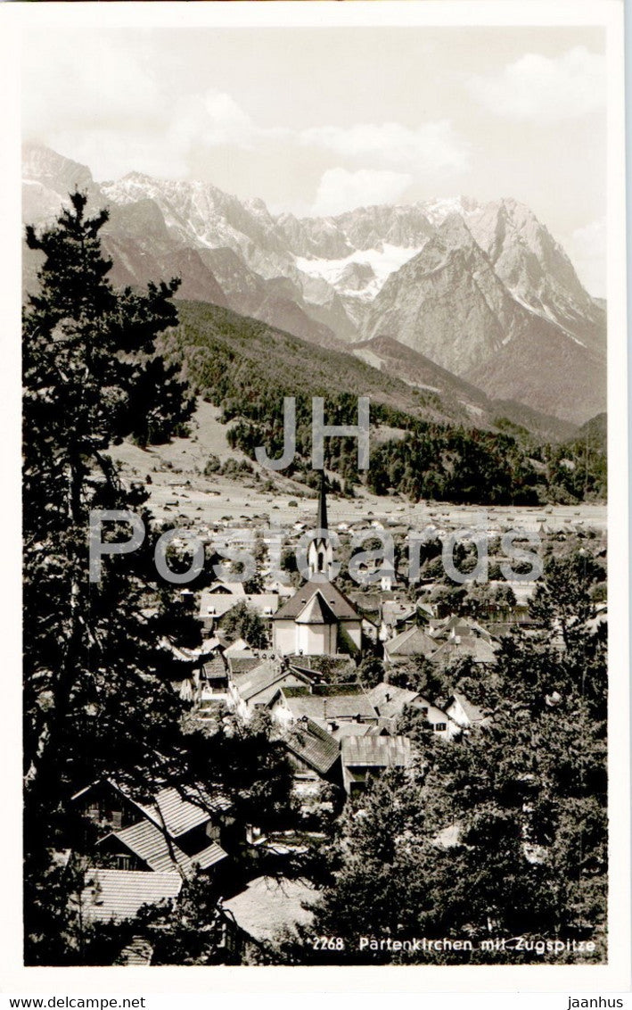 Partenkirche mit Zugspitze - 2268 - old postcard - Germany - unused - JH Postcards