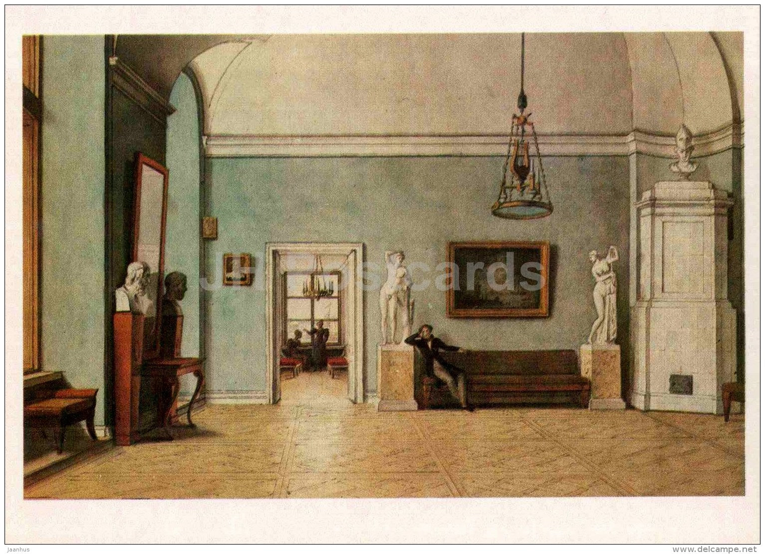 painting by F. Tolstoy - Rooms of 1830s - sculpture - Russian art - 1984 - Russia USSR - unused - JH Postcards