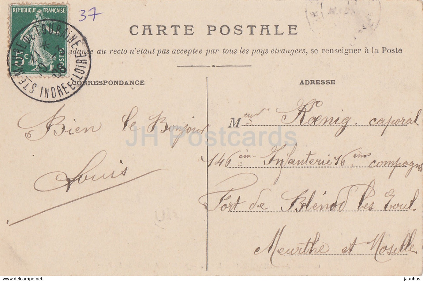 Chateau de Comacre - Pavillon de l'entree du Parc - Schloss - alte Postkarte - 1908 - Frankreich - gebraucht