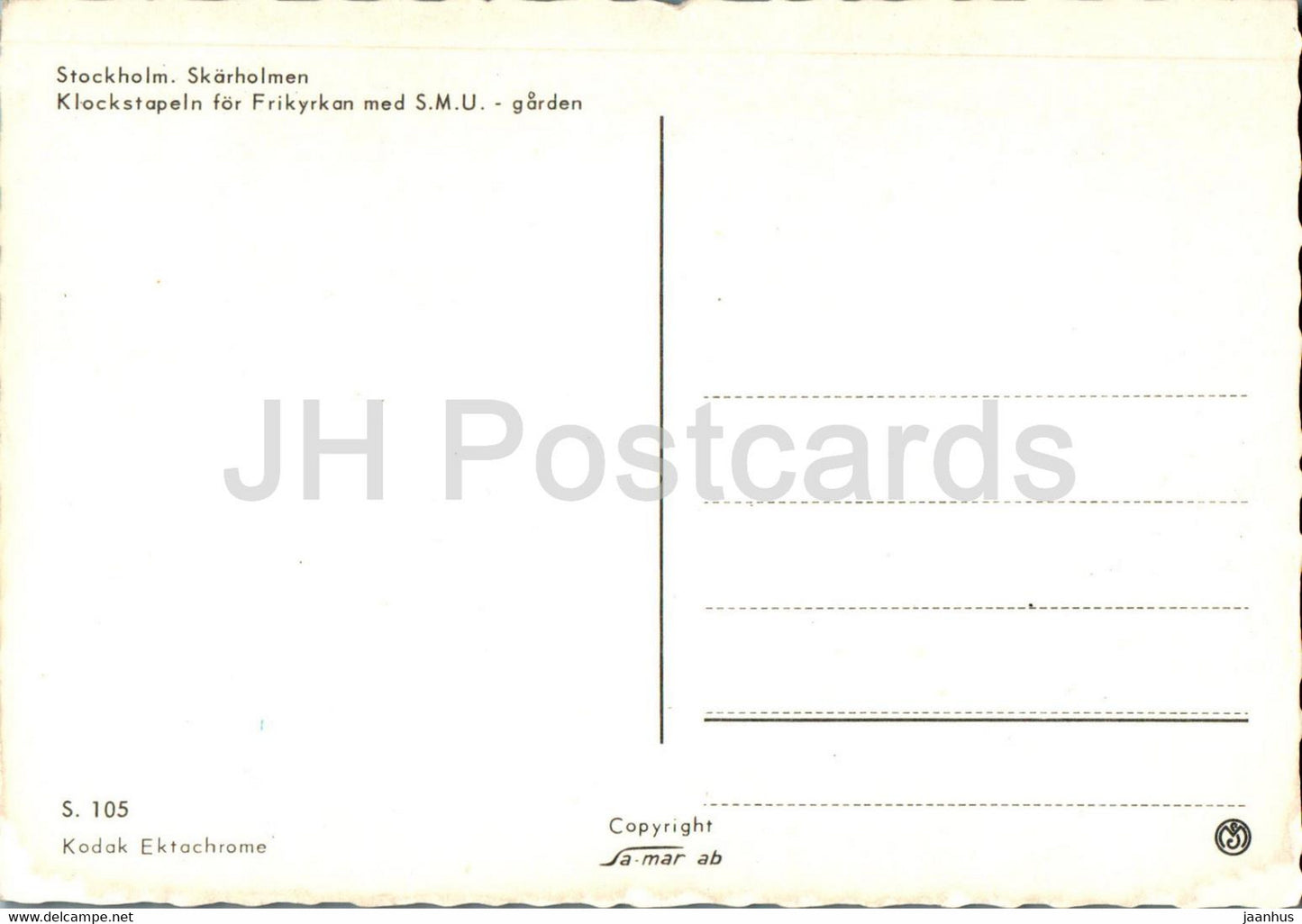 Stockholm - Skarholmen - Klockstapeln pour Frikyrkan med SMU - jardin - 105 - Suède - inutilisé