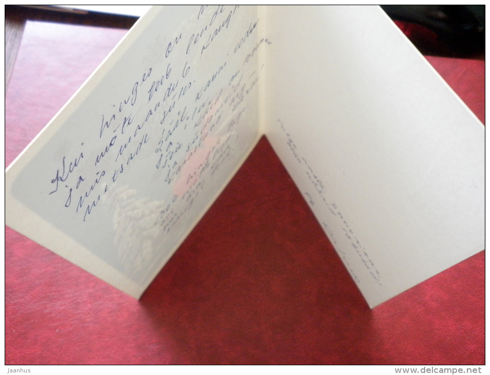 New Year greeting card - illustration by Y. Kosorukov - bullfinch - birds - 1986 - Russia USSR - used - JH Postcards