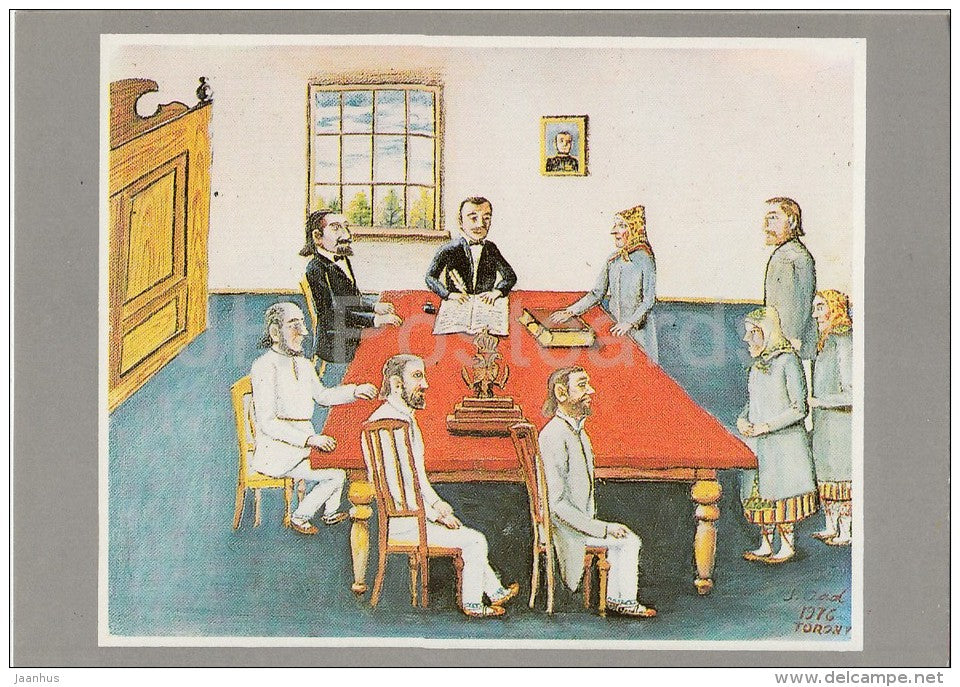 painting by J. Oad - Kadaka Mari on Trial , 1976 - Estonian art - 1992 - Estonia - unused - JH Postcards