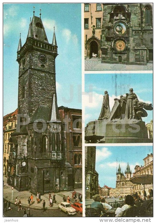 Praha - Prague - Old Town Square - monument - Tyn cathedral - Czechoslovakia - Czech - used 1968 - JH Postcards
