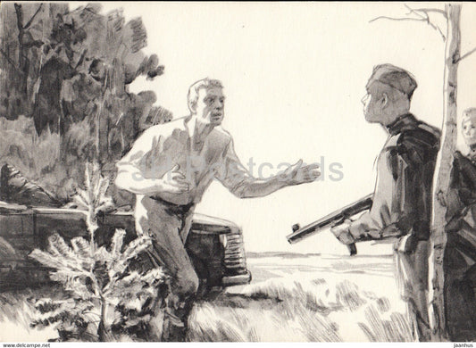 Fate of a Man by Mikhail Sholokhov - illustration by Kukryniksy - Soldier - Prisoner - 1966 - Russia USSR - unused - JH Postcards