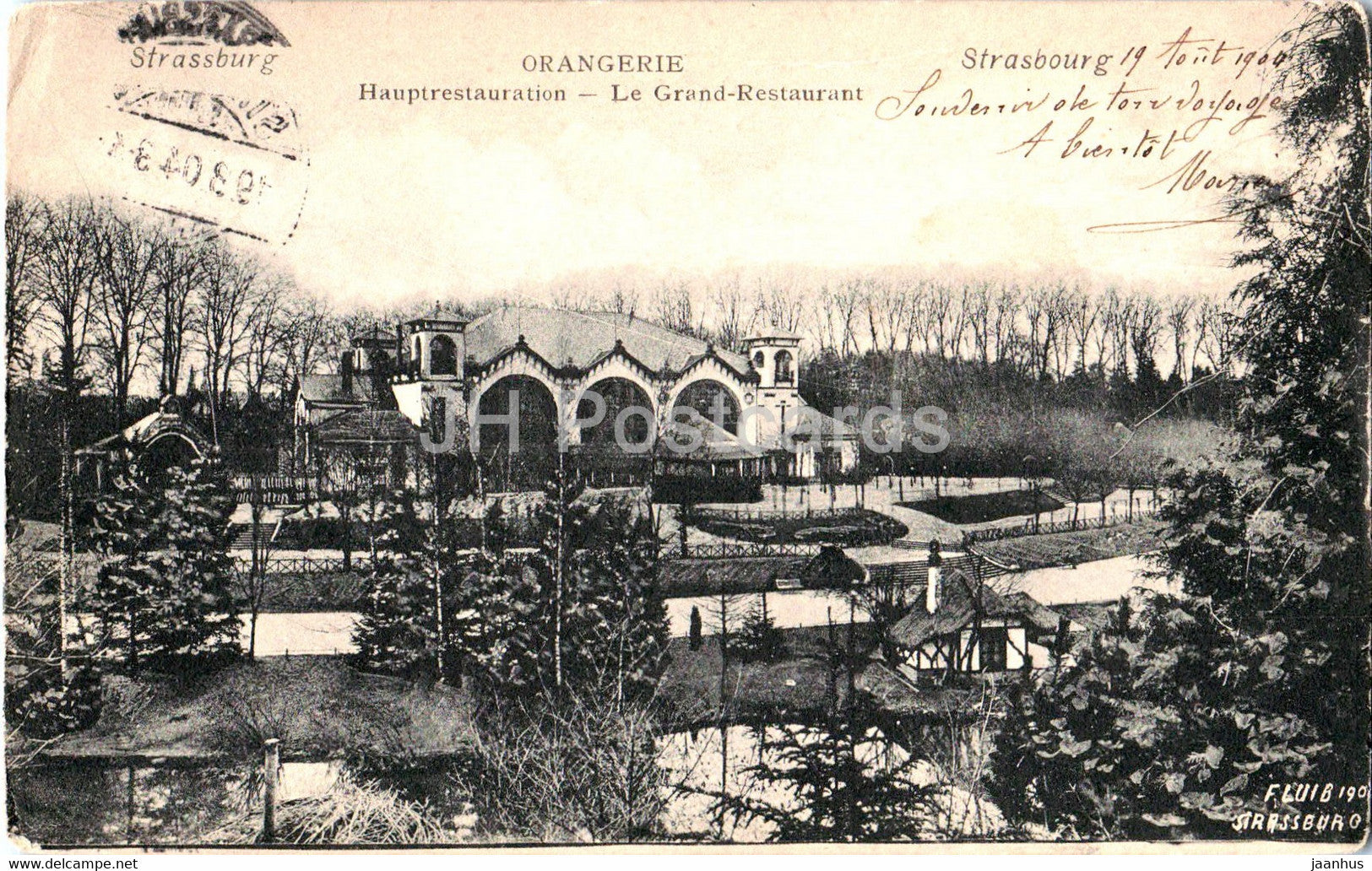 Strassburg - Strasbourg - Orangerie - Hauptrestauration - Le Grand Restaurant - old postcard - 1904 - France - used - JH Postcards