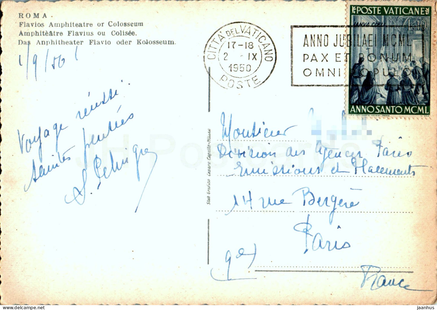 Roma - Rome - Flavios Amphitheatre or Colosseum - ancient world - old postcard - 1950 - Italy - used