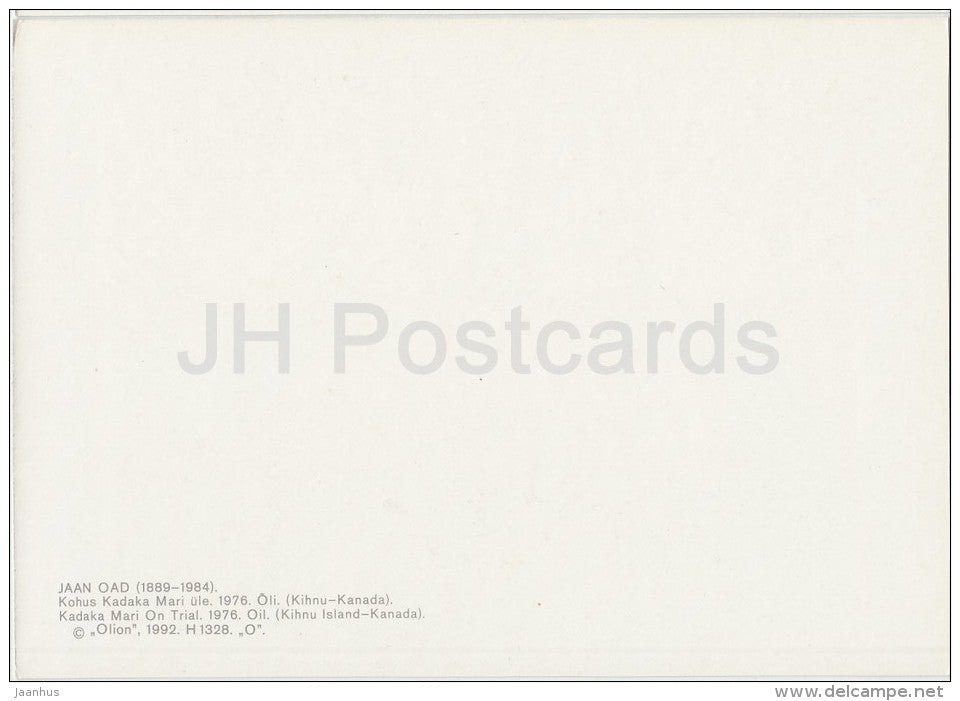 painting by J. Oad - Kadaka Mari on Trial , 1976 - Estonian art - 1992 - Estonia - unused - JH Postcards