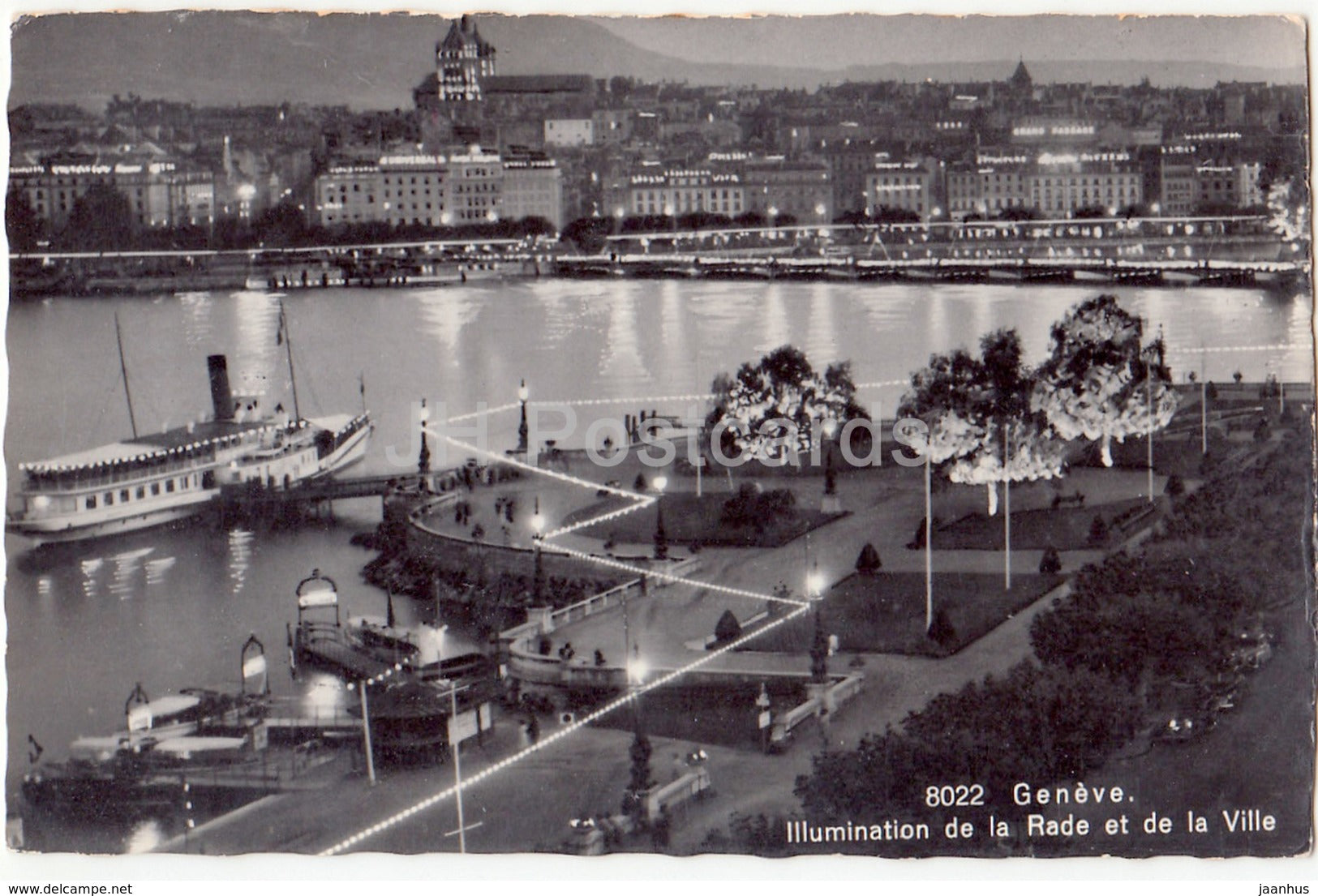Geneve - Geneva - Illumination de la Rade et de la Ville - boat - 8022 - Switzerland - unused - JH Postcards