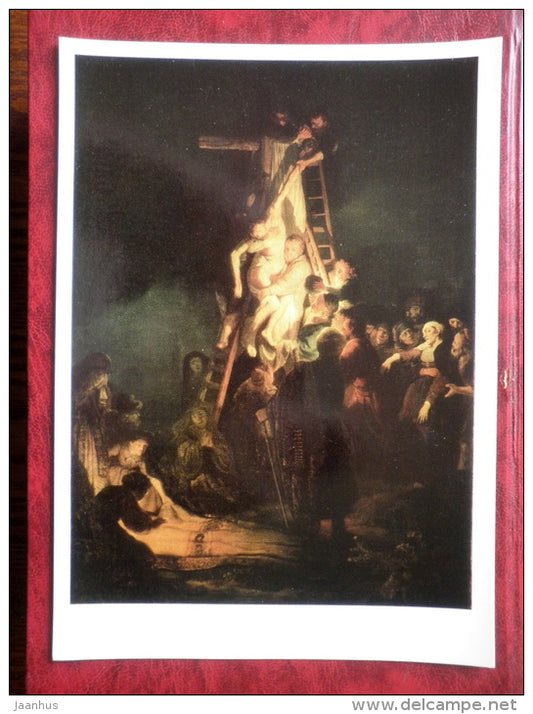 Painting by Rembrandt - Descent from the Cross , 1634 - maxi card - dutch art - 1973 - unused - JH Postcards