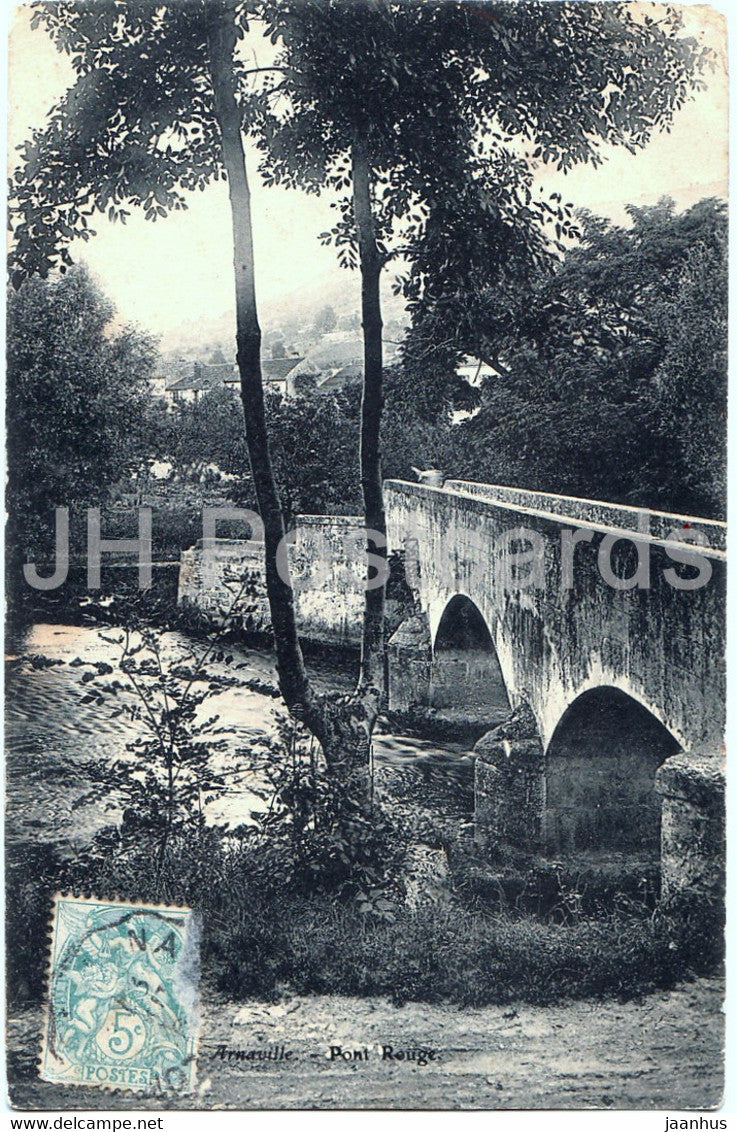Arnaville - Pont Rouge - bridge - old postcard - 1908 - France - used - JH Postcards