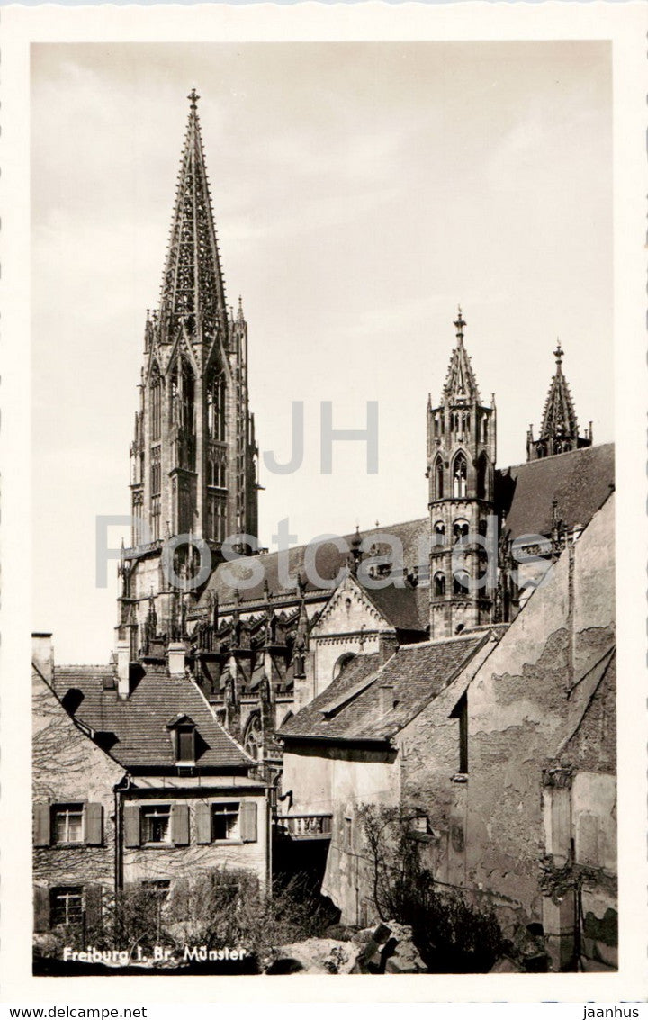 Freiburg i Br Munster - cathedral - old postcard - Germany - unused - JH Postcards