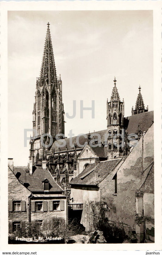Freiburg i Br Munster - cathedral - old postcard - Germany - unused - JH Postcards