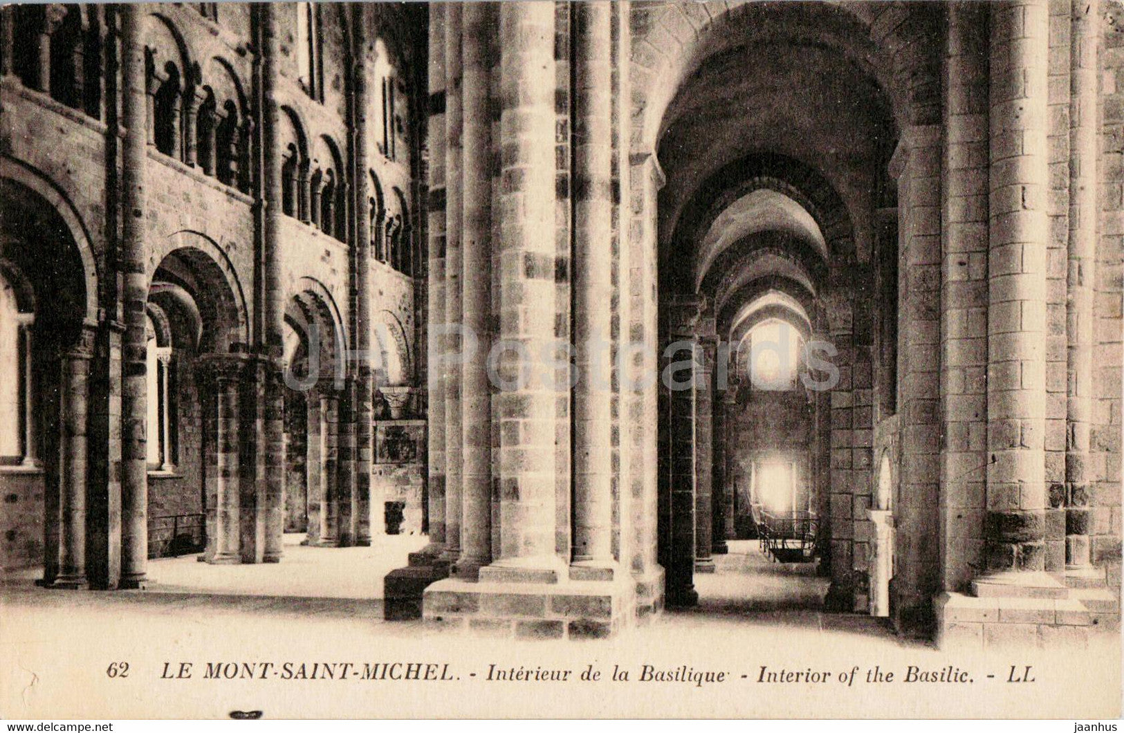 Le Mont Saint Michel - Interieur de la Basilique - Cathedral - 62 - old postcard - France - unused - JH Postcards