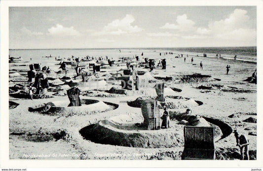 Nordseebad St Peter Ording - Strandleben a d Sandbank - beach - old postcard - Germany - unused - JH Postcards