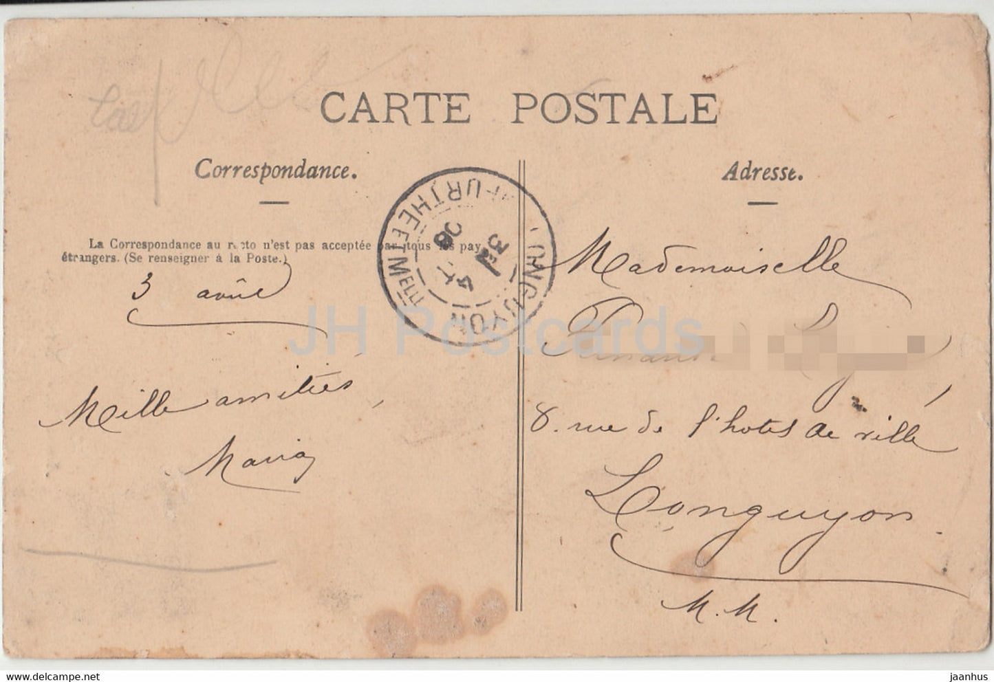 Arnaville - Pont Rouge - Brücke - alte Postkarte - 1908 - Frankreich - gebraucht