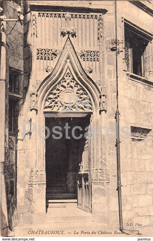 Chateauroux - La Porte du Chateau Raoul - castle - old postcard - 1909 - France - used - JH Postcards