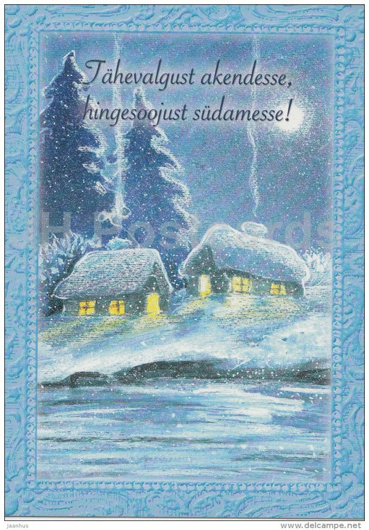 Christmas Greeting Card - winter - house - Estonia - used in 2006 - JH Postcards