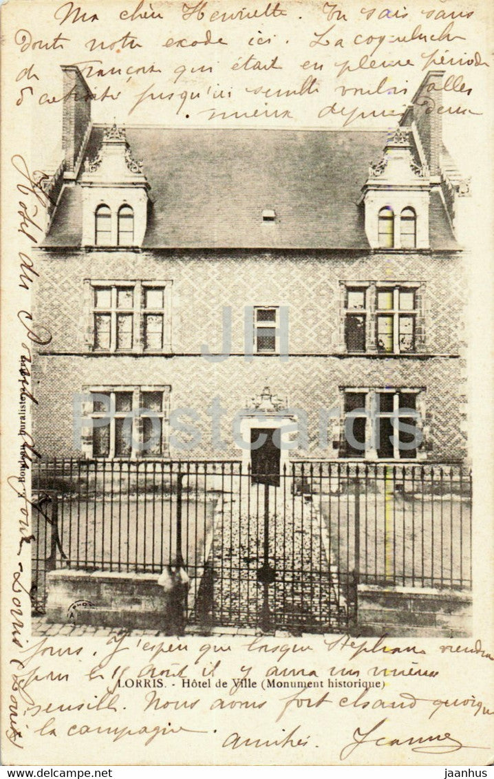 Lorris - Hotel de Ville - Monument Historique - old postcard - France - used - JH Postcards