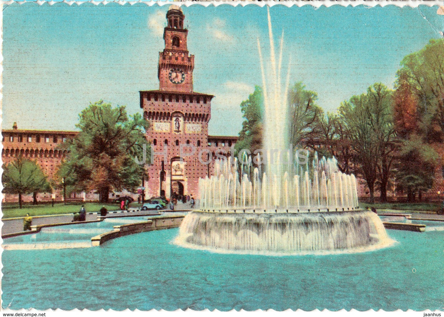 Milano - Milan - Castello Sforzesco - castle - fountain - Italy - 1960 - used - JH Postcards