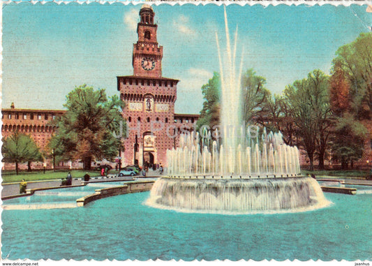 Milano - Milan - Castello Sforzesco - castle - fountain - Italy - 1960 - used - JH Postcards