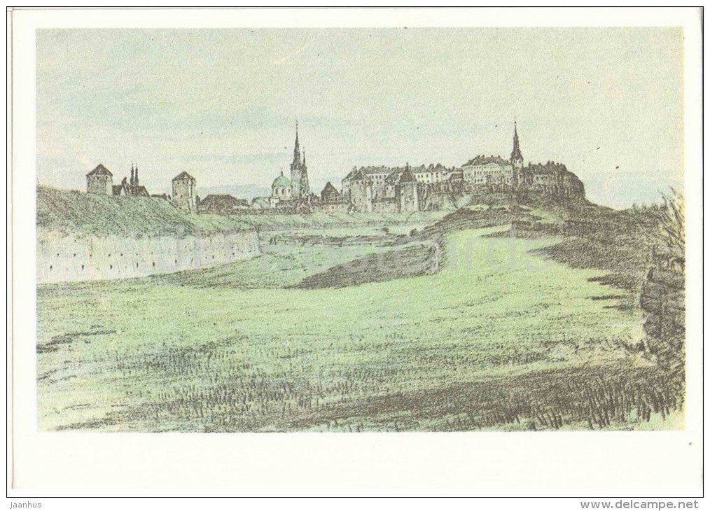 drawing by C. Buddeus , A View of Tallinn from the North - Old Views of Tallinn - 1984 - Estonia USSR - unused - JH Postcards