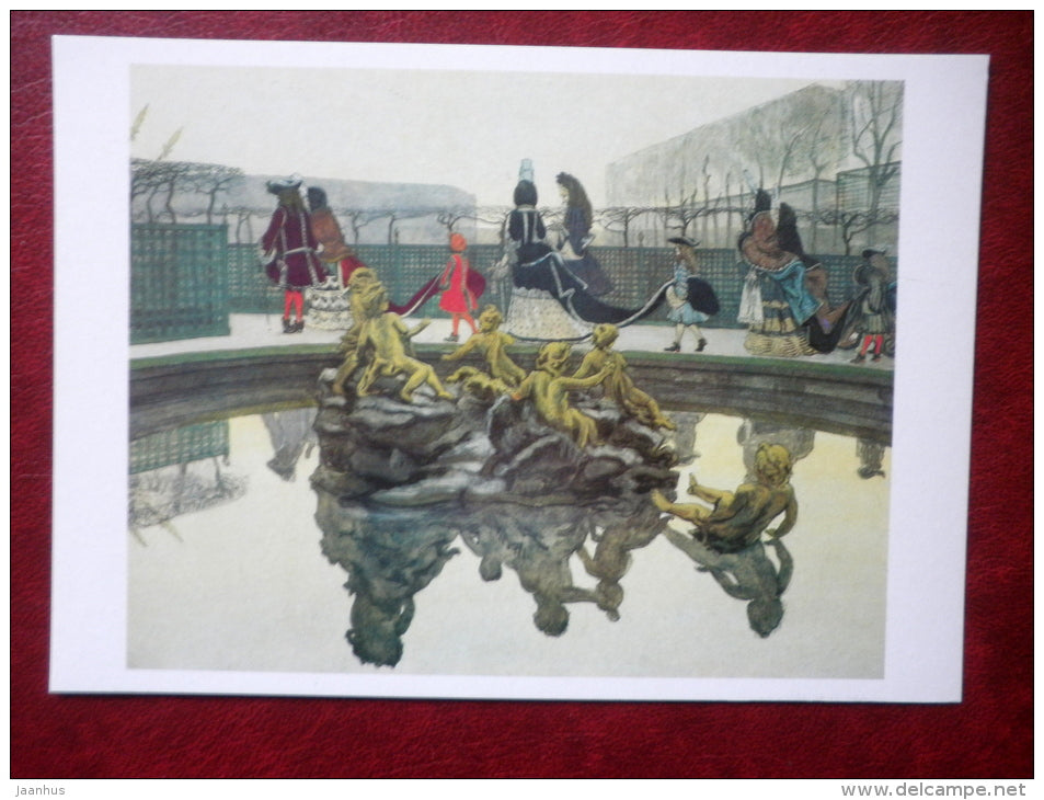 painting by Alexandre Benois , King's walk , 1906 - russian art - unused - JH Postcards