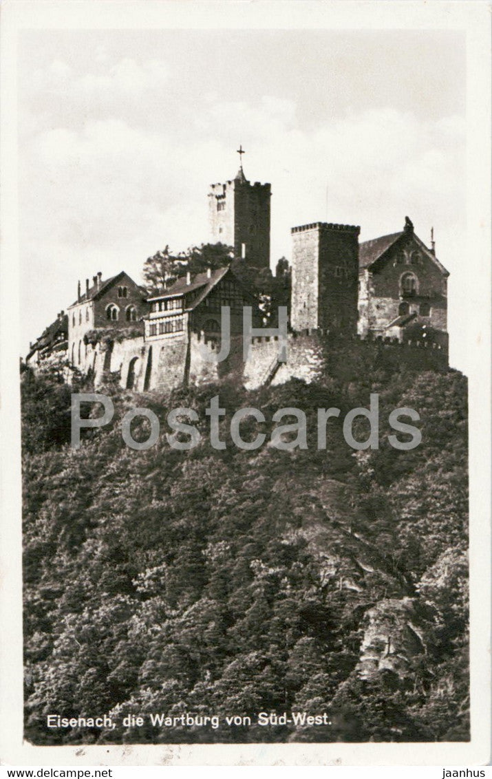 Eisenach - Die Wartburg von Sud West - old postcard - 1929 - Germany - used - JH Postcards