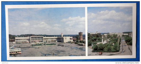 Station square - Victory Square - bus - Shadrinsk - Zauralie - 1982 - Russia USSR - unused - JH Postcards