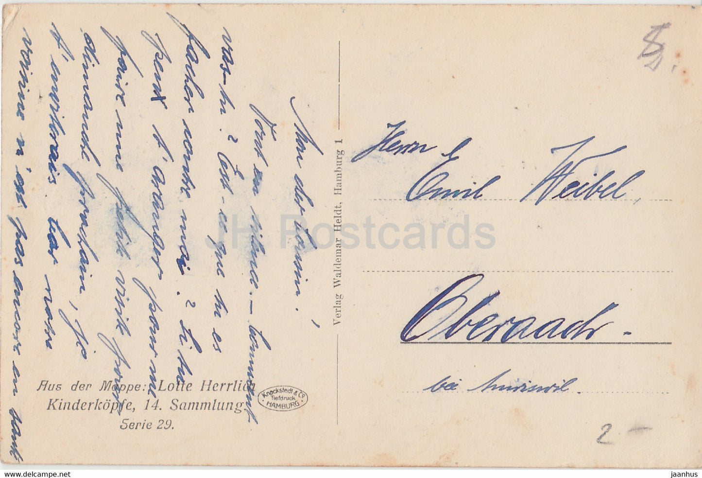 bébé - Lotte Herrlich - Waldemar Heldt - carte postale ancienne - Allemagne - utilisé