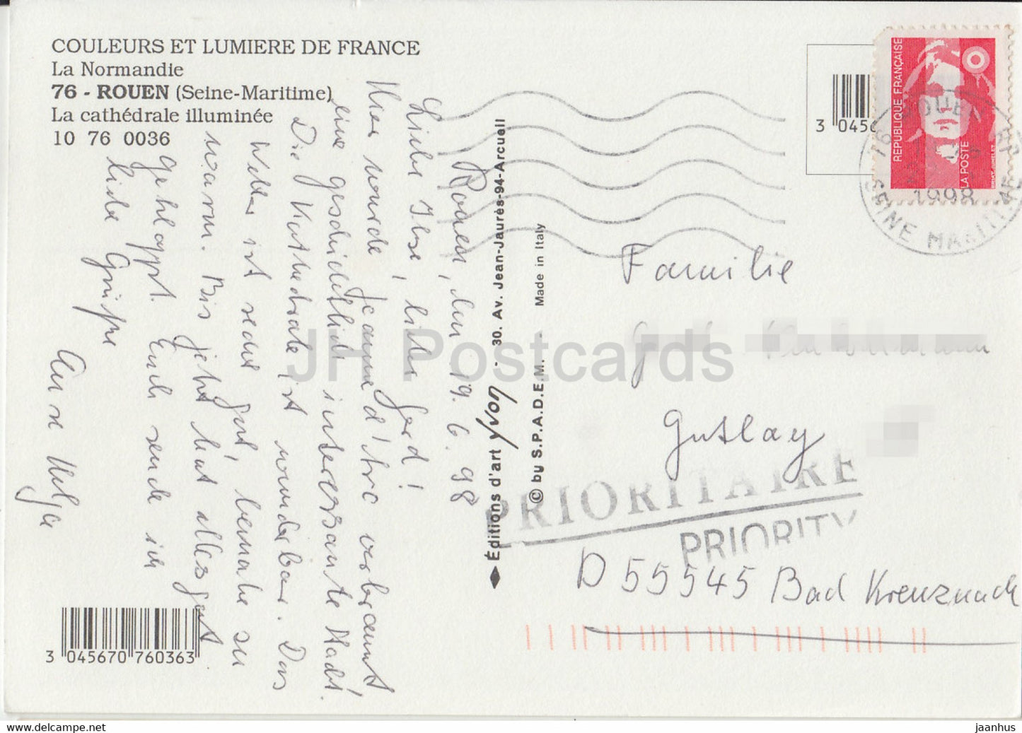 Rouen - La Cathedrale illuminee - La Normandie - 76 - 1998 - France - used