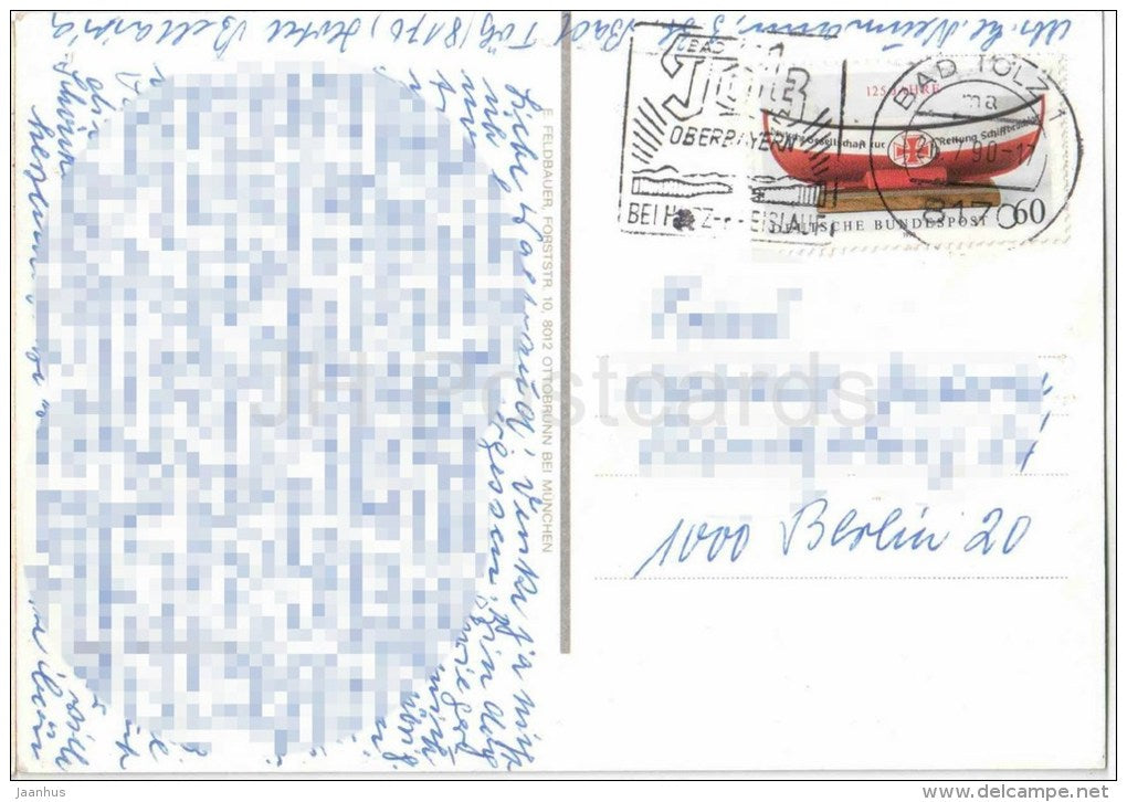 Grüsse aus Bad Tölz - Historische Marktstrasse - Kalvarienberg - Isartal - Isarbrücke - Germany - 1990 gelaufen - JH Postcards