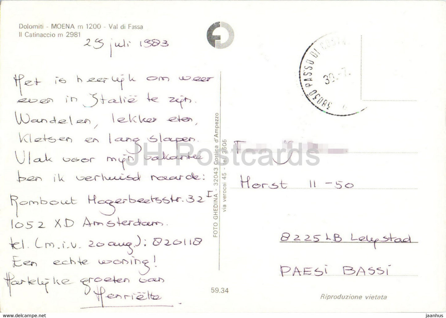 Moena 1200 m - Dolomiti - Val di Fassa - Il Catinaccio - 1983 - Italy - used