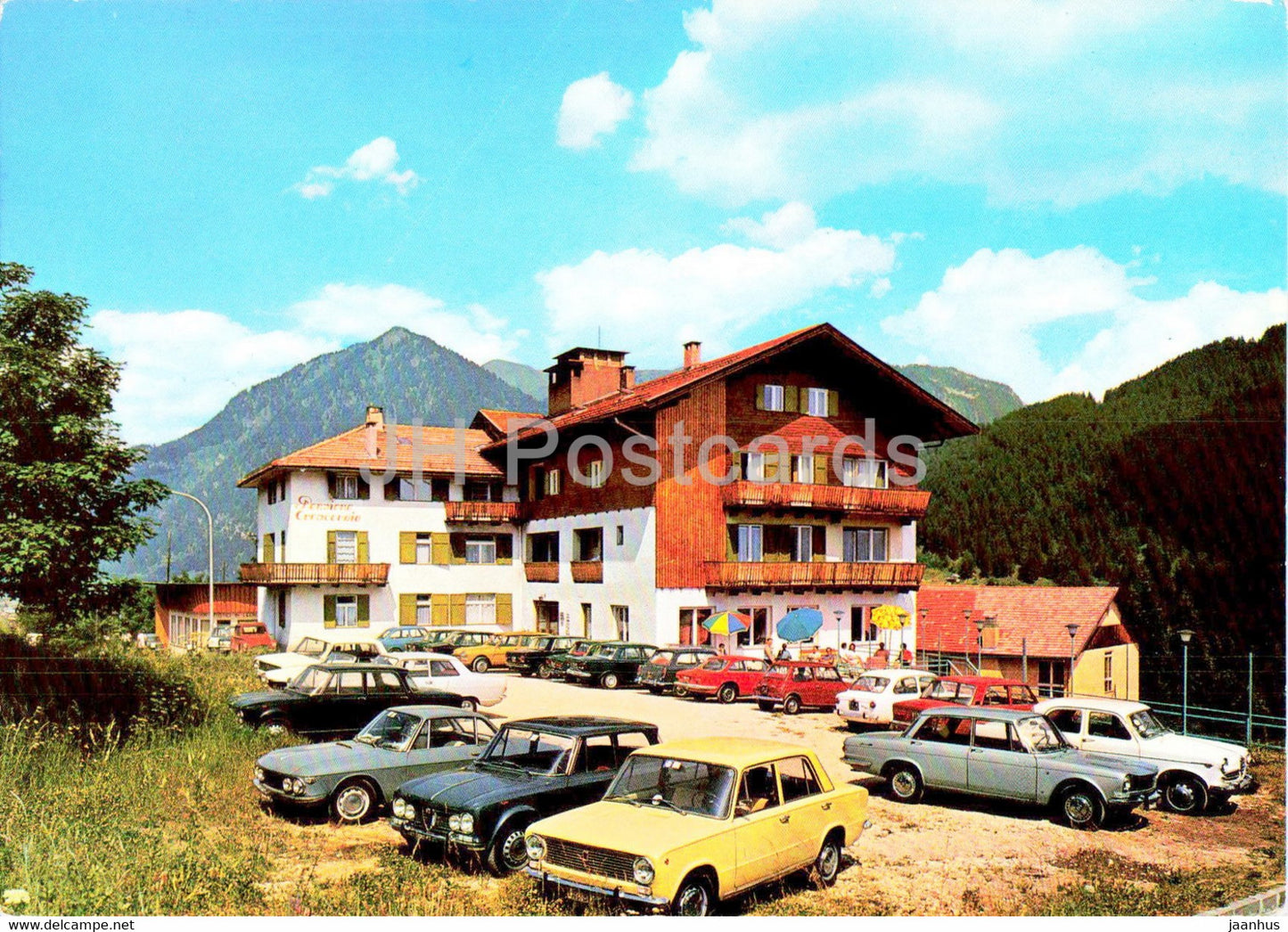 Hotel Crescenzia - Vigo di Fassa - car Zhiguli - 1976 - Italy - used - JH Postcards