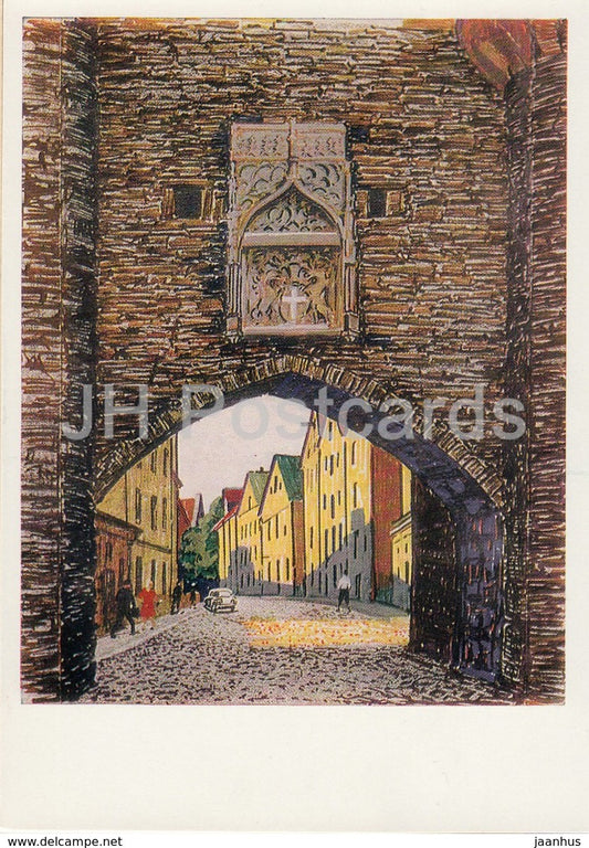 Tallinn - Great Coastal Gate - Old Town - illustration by B. Mukhin - 1969 - Estonia USSR - unused - JH Postcards