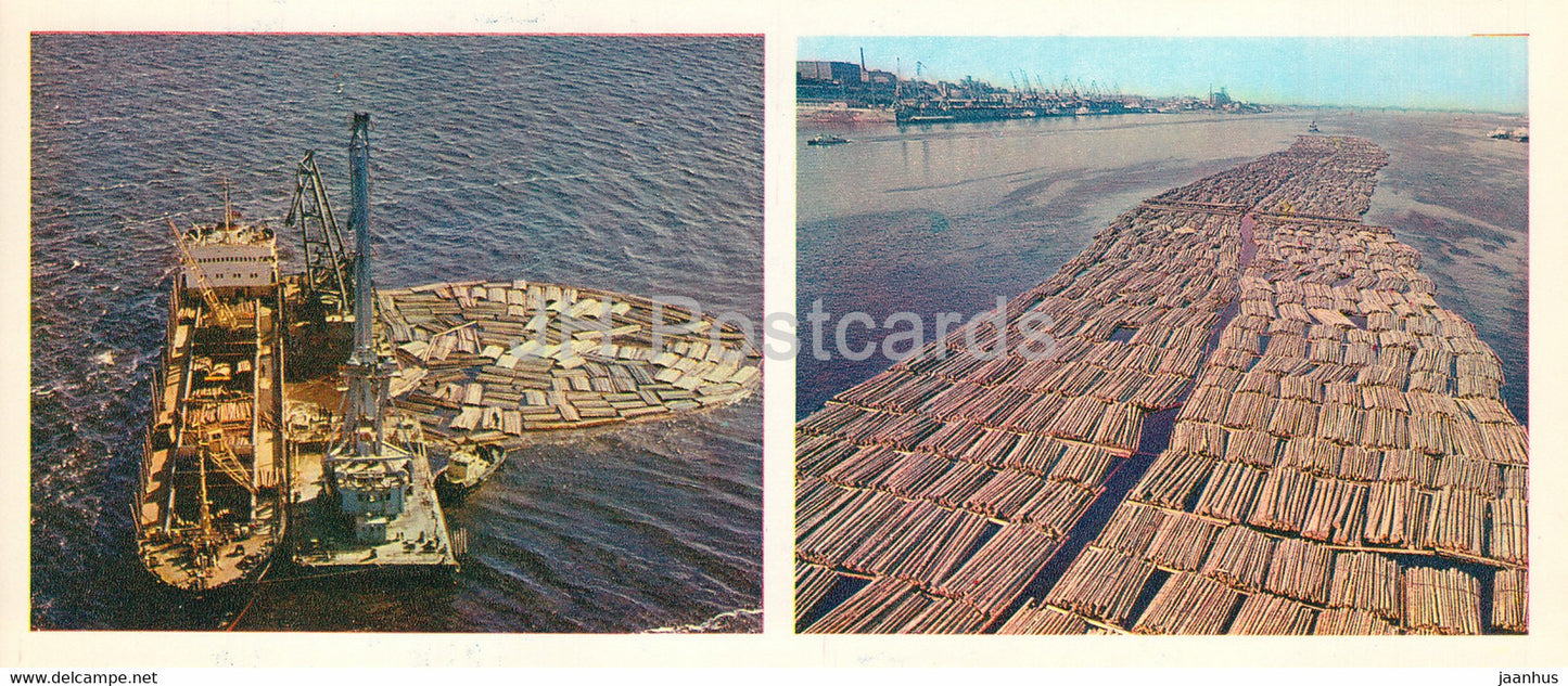 timber rafting - ship - Forest Wealth - 1981 - Russia USSR - unused - JH Postcards
