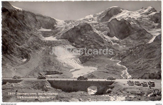 Sustenstrasse - Steingletscher Gwachtenhorn Thierberge - 2849 - Switzerland - 1949 - used - JH Postcards