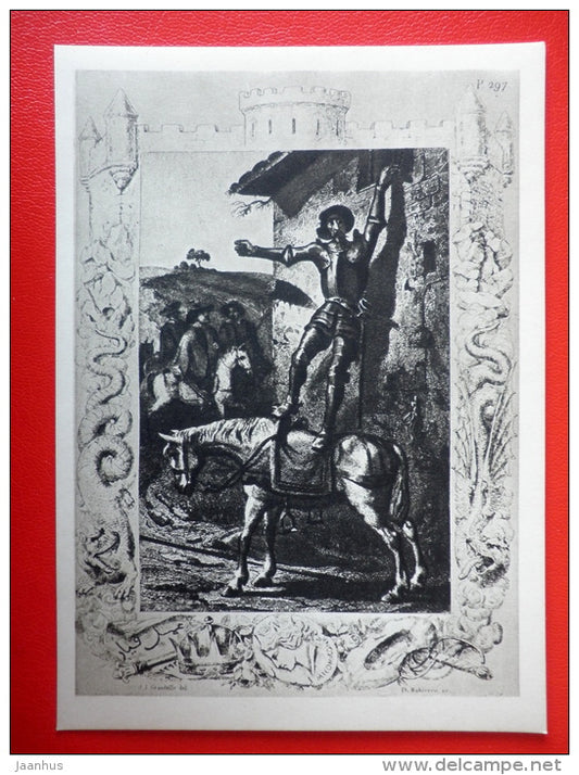 illustration by J. Granville - Horse - Don Quixote by Miguel de Cervantes - 1965 - Russia USSR - unused - JH Postcards
