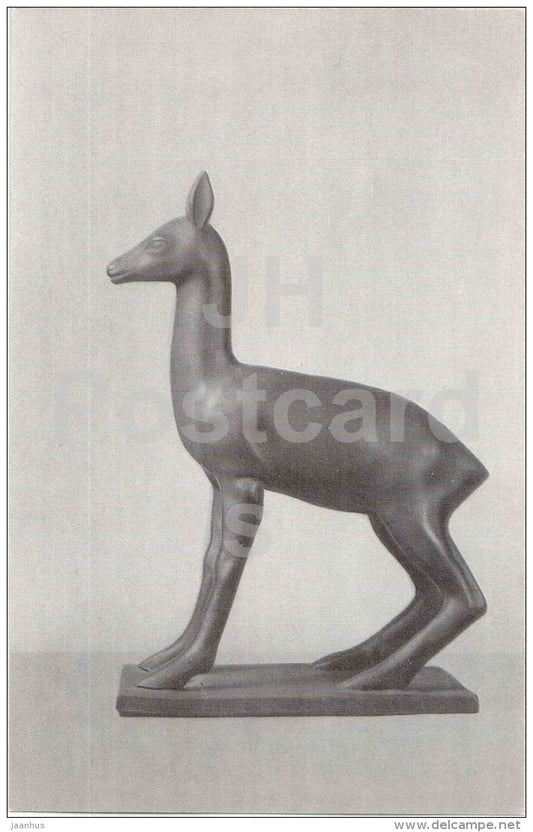 sculpture by Jaan Koort - Jumping Deer , 1929 - estonian art - unused - JH Postcards