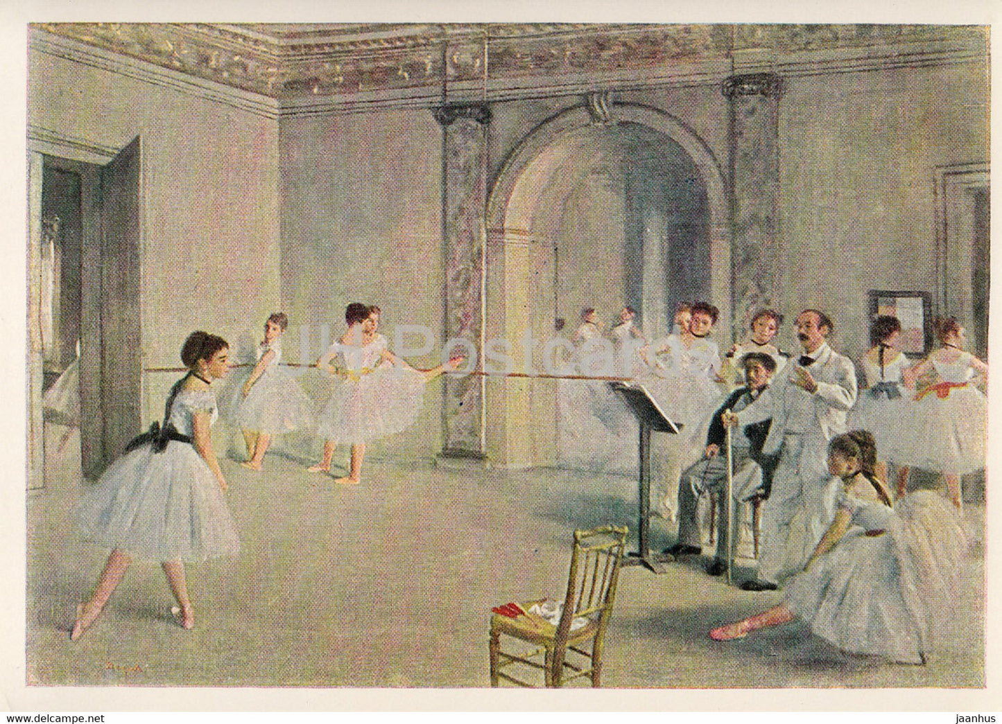 painting by Edgar Degas - Ballettsaal in der Oper - Study at the Opera - Ballet - French art - Germany - unused - JH Postcards