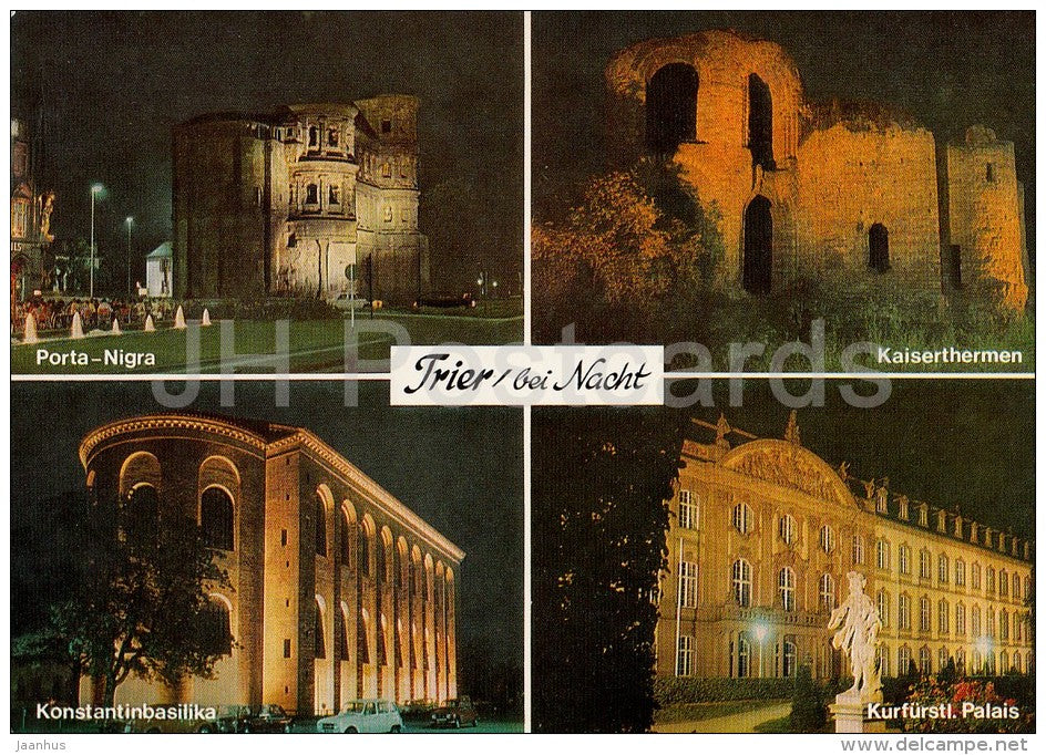Trier bei Nacht - Porta Nigra - Kaiserthermen - Konstantinbasilika - Germany - unused - JH Postcards
