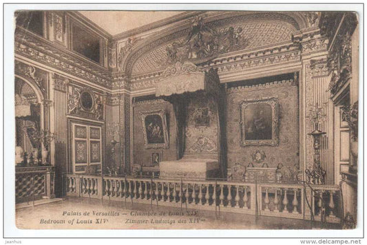 Palais de Versailles - Chambre de Louis XIV - bedroom of Louis XIV - old postcard - France - unused - JH Postcards