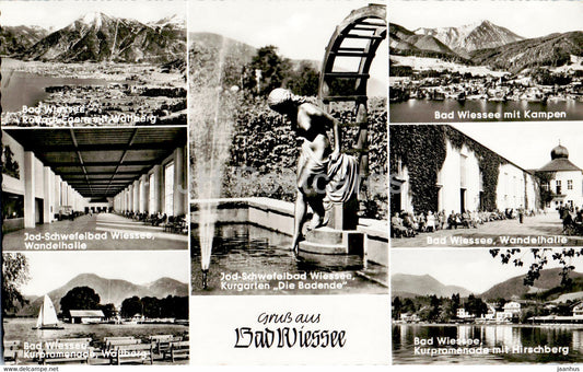 Gruss aus Bad Wiessee - Die Badende - Wandelhalle - Kurpromenade - old postcard - 1958 - Germany - used - JH Postcards