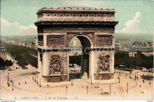 Paris - L'Arc de Triomphe - 8 - old postcard - France - unused - JH Postcards