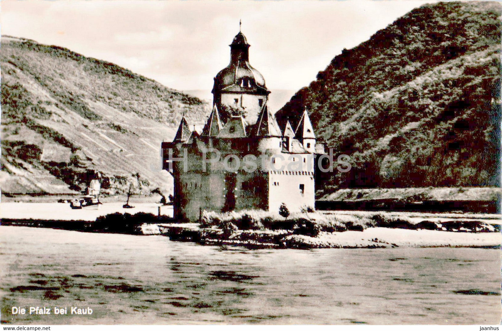 Die Pfalz bei Kaub - old postcard - Germany - unused - JH Postcards