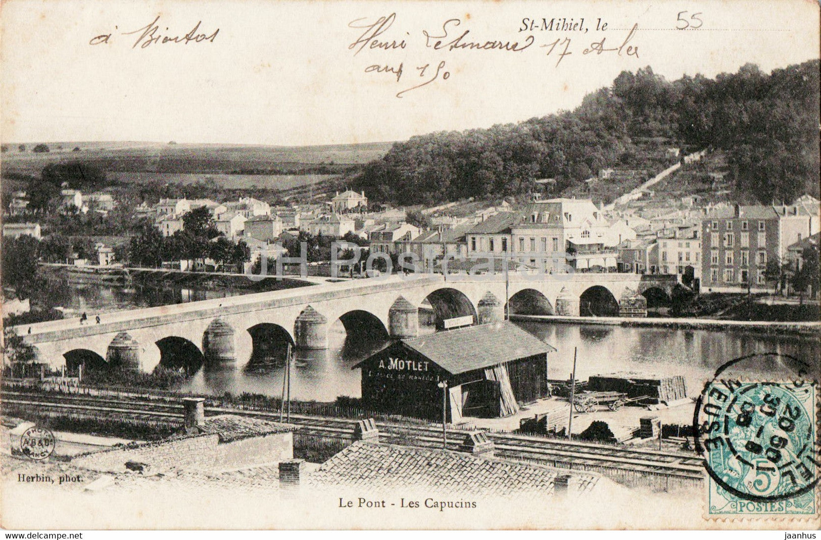 St Mihiel - Le Pont - Les Capucins - A Motlet - bridge - old postcard - 1905 - France - used - JH Postcards