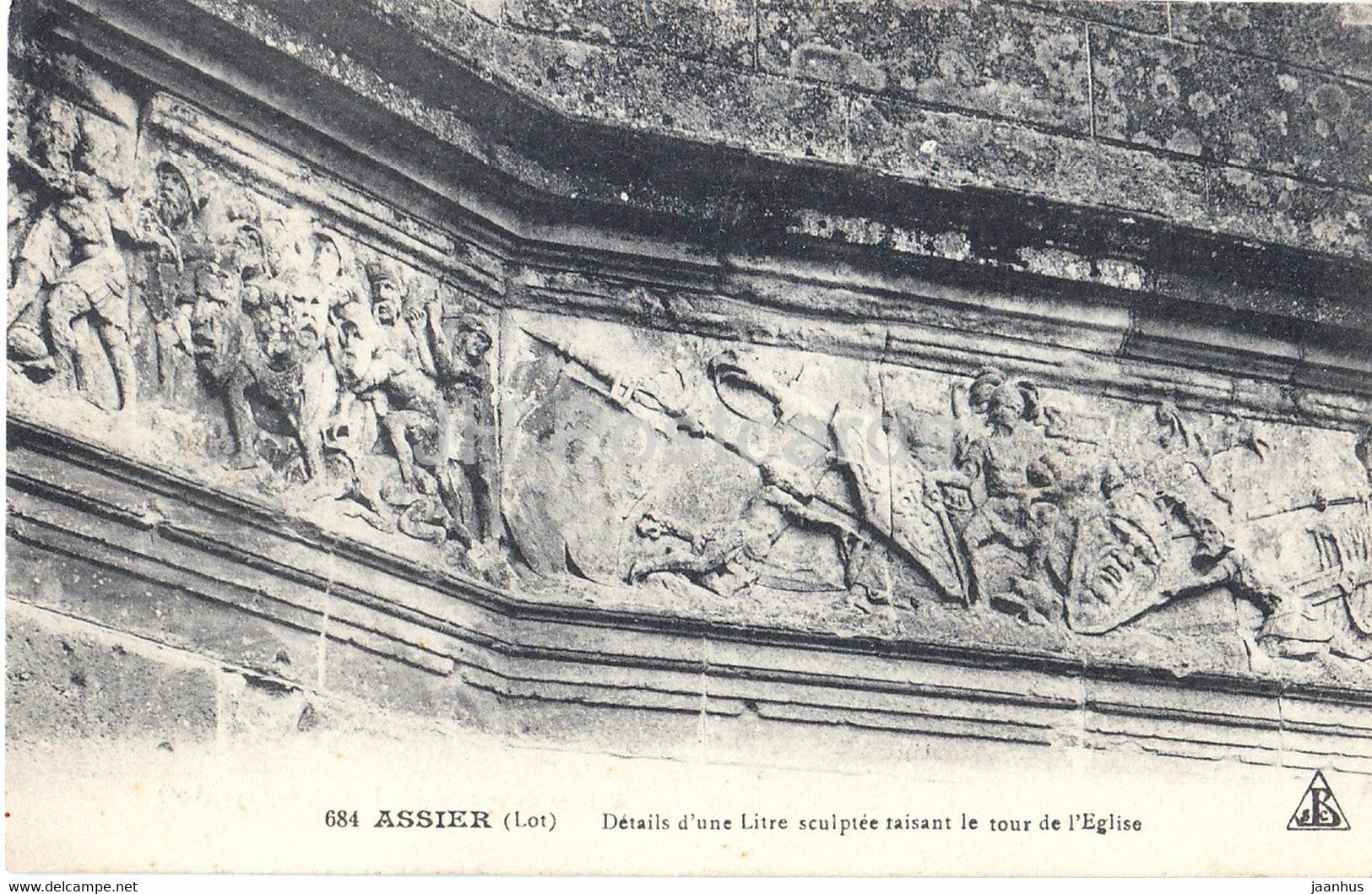 Assier - Details d'une Litre sculptee taisant le Tour de l'Eglise - 684 - old postcard - France - unused - JH Postcards