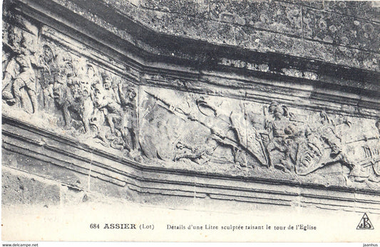 Assier - Details d'une Litre sculptee taisant le Tour de l'Eglise - 684 - old postcard - France - unused - JH Postcards